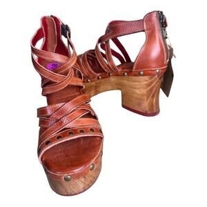 BED|STU Rust Leather Heel Clogs Sandals Women's Size 8.5 NWT